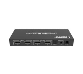 2x2 HDMI 2.0 Matrix switch 4K60Hz med Extraktor Toslink & Stereo EDID HDR HDCP2.2 Dolby Digital+, DTS 5.1