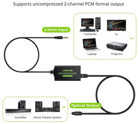 48kHz DAC Analog till Digital Converter 3.5mm till SPDIF Toslink