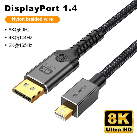NÖRDIC 3m Mini DisplayPort till DisplayPort-kabel 8K@60Hz 4K@240Hz 32.4Gbps