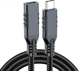NÖRDIC 3m USB3.2 Gen2 20Gbps USB-C till C nylonflätad förlängningskabel med Power Delivery 240W 4K60Hz