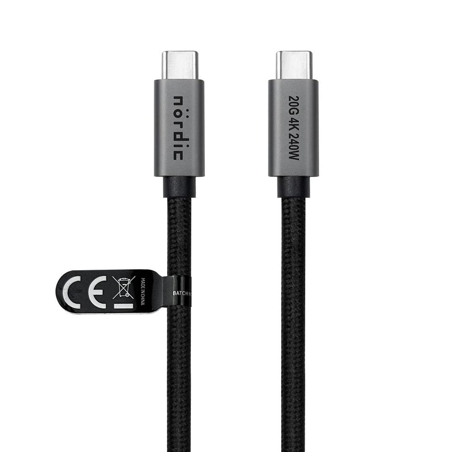 3m USB 3.2 Gen 2 USB-C till C nylonflätad kabel PD3.1 240W 20G 4K60Hz grå