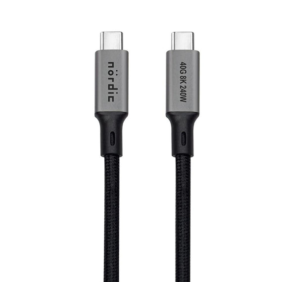 3m USB4 USB-C till C nylonflätad kabel PD3.1 240W 40G 8K60Hz 4K144Hz grå