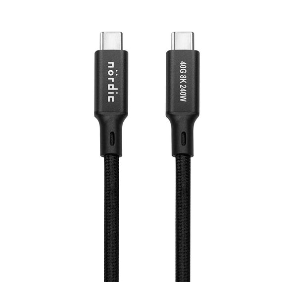 3m USB4 USB-C till C nylonflätad kabel PD3.1 240W 40G 8K60Hz 4K144Hz grå