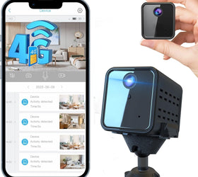 NÖRDIC 4G-Övervakningskamera, 2K QHD inomhuskamera, radarbaserad rörelsedetektering, kompatibel med SIM, utan WiFi krav