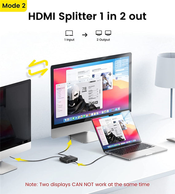 NÖRDIC 4K60Hz HDMI Switch 2 till 1 och splitter 1 till 2