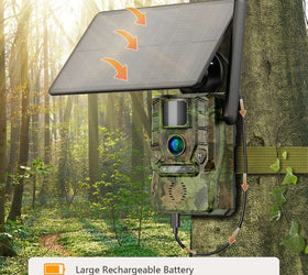 NÖRDIC 4G viltkamera med 4W solpanel, 3MP FHD, kamouflage, LTE 4G SIM-kort och IP66-vattenskydd