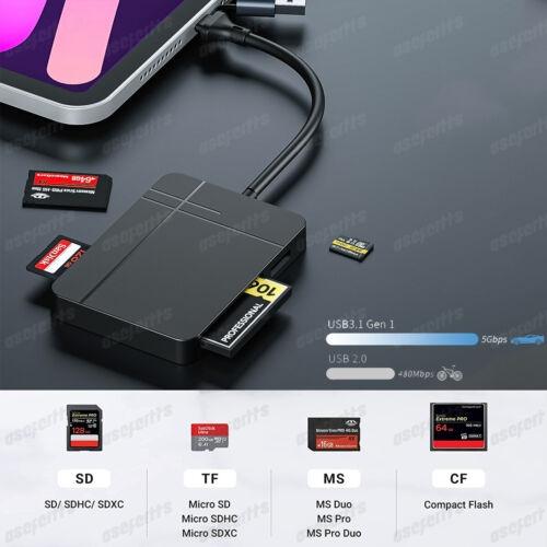4 i 1 USB-A/C kortläsare SD/MicroSD/CF/TF/MS 5Gbps UHS-II 1TB