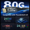 50cm Thunderbolt 5 cable 80Gbps data transfer 240W Charging 120Gbps bandwith 16K60Hz 8K60Hz 4K540Hz