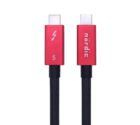 NÖRDIC 50cm Thunderbolt 5 kabel 80Gbps dataöverföring 240W laddning 120Gbps bandbredd 16K60Hz 8K60Hz 4K540Hz