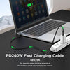 50 cm USB 3.2 Gen 2 USB-C till C nylonflätad kabel PD3.1 240W 20G 4K60Hz svart