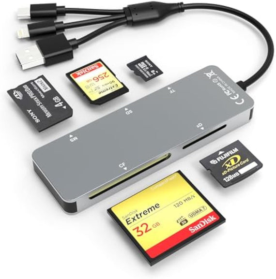 5i1 kortläsare USB-A USB-C lightning CF SD MicroSD XD TF 2TB UHS-I