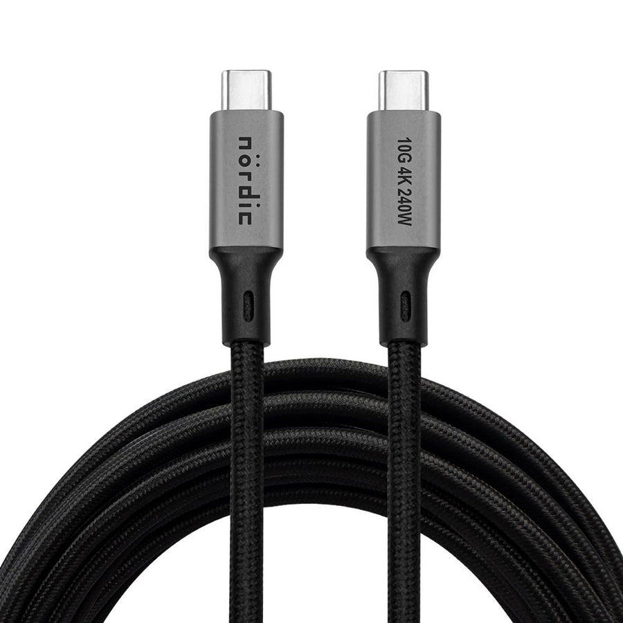5m USB 3.2 Gen 2 USB-C till C nylonflätad kabel PD3.1 240W 10G 4K60Hz grå