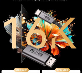 NÖRDIC 5m bidirektionell USB-C till DisplayPort 2.1 kabel 16K60Hz 8K240Hz/120Hz 4K240/165/144/60 HDR HDCP2.3