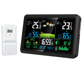 NÖRDIC 7,5" LCD Trådlös Väderstation Hygrometer Termometer Månfaser Barometer RCC Radiokontrollerad Väckarklocka Soltid