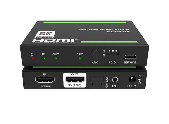 8K HDMI 2.1 eARC/ARC Extraktor - SPDIF + 3.5mm extrahering, HDMI CEC Dolby Digital/DTS, Atmos, Dolby Vision, HDR10+