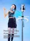 NÖRDIC AI Auto Face Tracking Selfie-stick – 360° rotation + 270° tilt, 4-i-1 mobilstativ, 180 cm stativ i aluminium med 4 ben