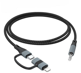 NÖRDIC Audio-adapter USB-C/Lightning till 3,5 mm stereo 13 cm