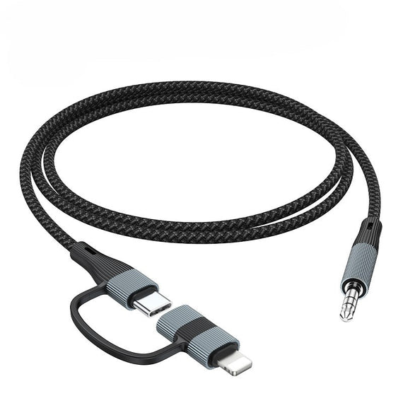 NÖRDIC Audio-adapter USB-C/Lightning till 3,5 mm stereo 13 cm