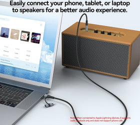 NÖRDIC Audio-adapter USB-C/Lightning till 3,5 mm stereo 13 cm