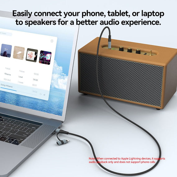 NÖRDIC Audio-adapter USB-C/Lightning till 3,5 mm stereo 13 cm