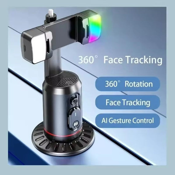 NÖRDIC auto-tracking stativ med 360° rotation och ansiktsspårning, trådlös inbyggd fjärr