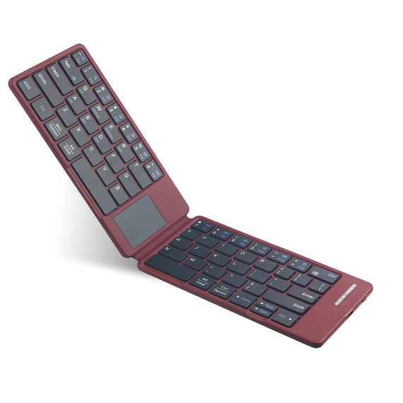 NÖRDIC Bluetooth Keyboard with Touchpad, Ultra-Thin Portable for Windows/Mac/iOS/Android, Compact Foldable Design for Tablet, Phone, PC Red US Layout