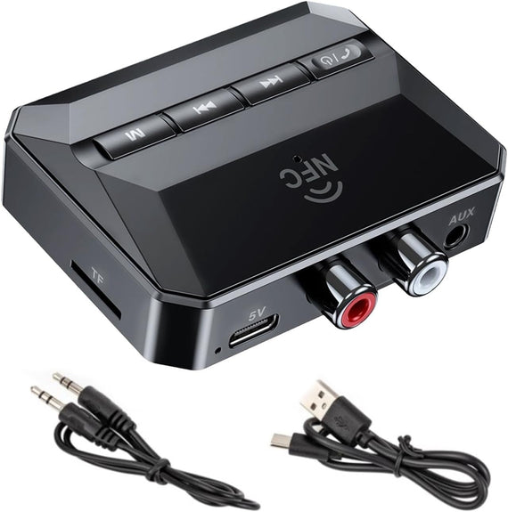 Bluetooth Receiver 5.3 RCA 3.5mm AUX  with NFC MicroSD Card USB Memory