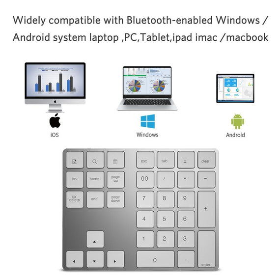 Bluetooth numeriskt tangentbord 34keys Windows iOS Android