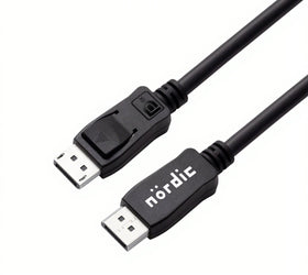 NÖRDIC CERTIFIED CABLES 1,5m nylonflätad Displayportkabel 1.4 UHD 8K60Hz 4K144Hz HBR3 32,4Gbps 10-bit HDR PVC