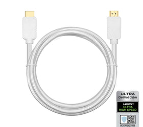 NÖRDIC CERTIFIED CABLES 50 cm Ultra High Speed HDMI 2.1-kabel, 8K@60Hz, 4K@120Hz, 48Gbps, Dynamic HDR, eARC, VRR, Dolby Atmos, nylonflätad, guldpläterad