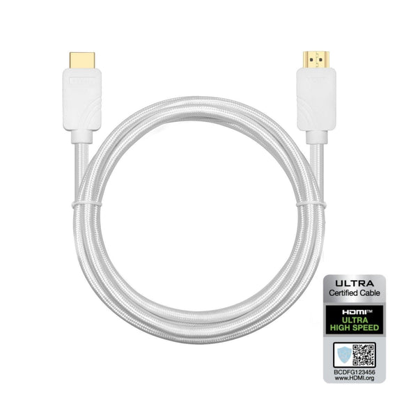 NÖRDIC CERTIFIED CABLES 50 cm Ultra High Speed HDMI 2.1-kabel, 8K@60Hz, 4K@120Hz, 48Gbps, Dynamic HDR, eARC, VRR, Dolby Atmos, nylonflätad, guldpläterad