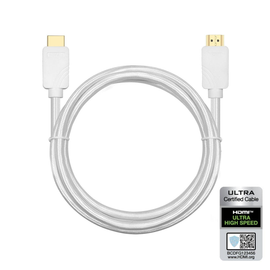 NÖRDIC CERTIFIED CABLES 50 cm Ultra High Speed HDMI 2.1-kabel, 8K@60Hz, 4K@120Hz, 48Gbps, Dynamic HDR, eARC, VRR, Dolby Atmos, nylonflätad, guldpläterad