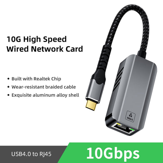 NÖRDIC USB-C till 10Gb Ethernet-adapter, 10GbE USB-C till Ethernet-adapter, kompatibel med USB4 och Thunderbolt 5/4/3, låg värmeutveckling och tyst drift