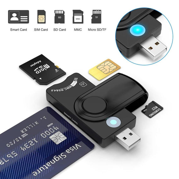 4 i 1 kortläsare Smart Card SIM Card SD och TF/MicroSD USB-A UHS-I