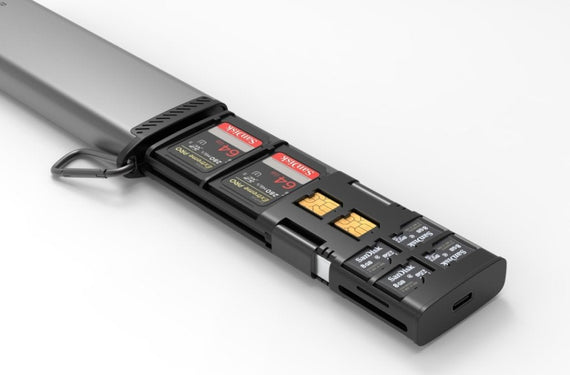 minneskortläsare och lagringkabinett SD-, TF-, SIM-kort UHS-I