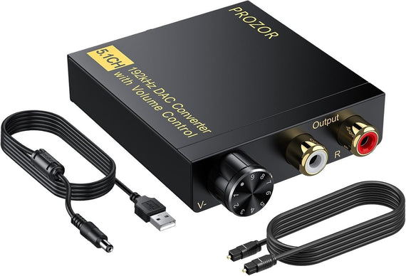 DAC Converter 192Khz Digital to Analog Audio Decoder with Volume Control Support 5.1CH DTS Dolby-AC3 Coaxial SPDIF Toslink