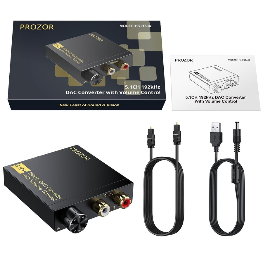 DAC Converter 192Khz Digital to Analog Audio Decoder with Volume Contr ...