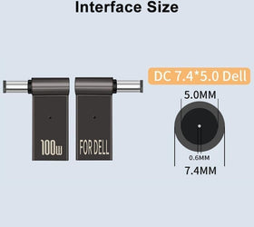 NÖRDIC USB-C till Laptopladdningsadapter, USB-C till DC-kontakt, 100W PD, DC 7,4×5,0mm för DELL