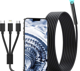 NÖRDIC Endoskopkamera för mobiltelefon med ljus, 1080P HD, 8 LED-lampor, vattentät IP67, inget WiFi krävs, Android och iOS