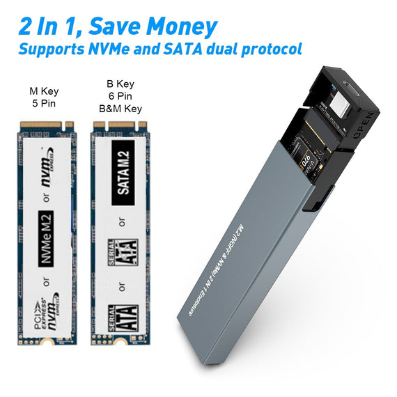 Extern kabinett M.2 NVMe och SATA SSD till USB-A och USB-C M-Key B-Key och B&M Key UASP 2280 2260 2242 2230