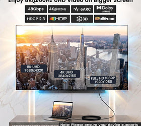 NÖRDIC Fiber AOC 10m USB-C till HDMI 2.1-kabel 8K@60Hz, 4K@120Hz, 48Gbps, HDR, kompatibel med Thunderbolt 3 och 4