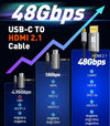 NÖRDIC Fiber AOC 10m USB-C till HDMI 2.1-kabel 8K@60Hz, 4K@120Hz, 48Gbps, HDR, kompatibel med Thunderbolt 3 och 4