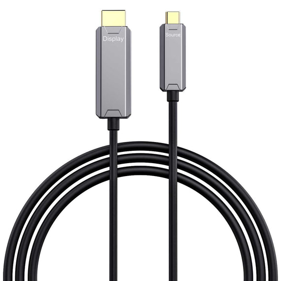 NÖRDIC Fiber AOC 10m USB-C till HDMI 2.1-kabel 8K@60Hz, 4K@120Hz, 48Gbps, HDR, kompatibel med Thunderbolt 3 och 4