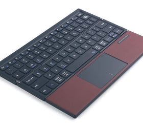 NÖRDIC Foldable Bluetooth Keyboard US Layout with Touchpad, for iOS Android Windows Laptop PC Tablet Smartphone, Burgundy