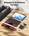 NÖRDIC Foldable Bluetooth Keyboard US Layout with Touchpad, for iOS Android Windows Laptop PC Tablet Smartphone, Burgundy