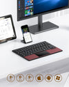 NÖRDIC Foldable Bluetooth Keyboard US Layout with Touchpad, for iOS Android Windows Laptop PC Tablet Smartphone, Burgundy