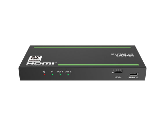 HDMI 1 to 2 Splitter 8K0Hz 4K120Hz with extractor Optical SPDIG and stereo HDCP 2.3 HDR10+ EDID Dolby ATMOS
