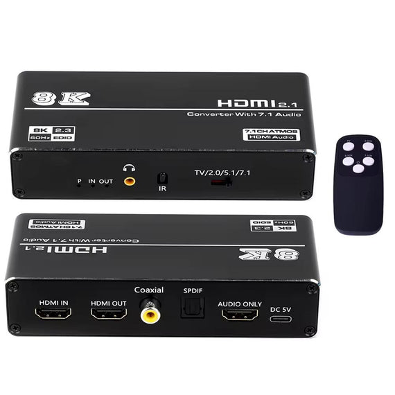HDMI 2.1 Extraktor 8K 60Hz 4K 120Hz, 7.1 HDMI audio, S/PDIF, Coaxial, AUX