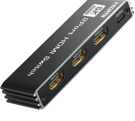 NÖRDIC HDMI 2 till 1 Switch 8K60Hz 4K@120Hz med fjärrkontroll, Aluminum