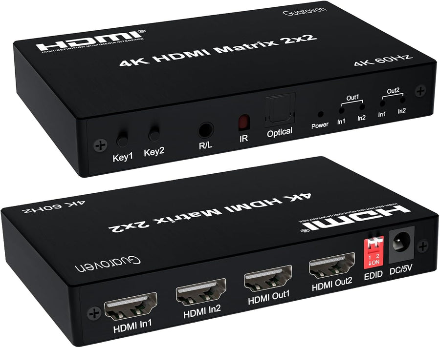 NÖRDIC HDMI 4K 60Hz Matrix switch 2x2 3D Video Toslink Stereo EDID